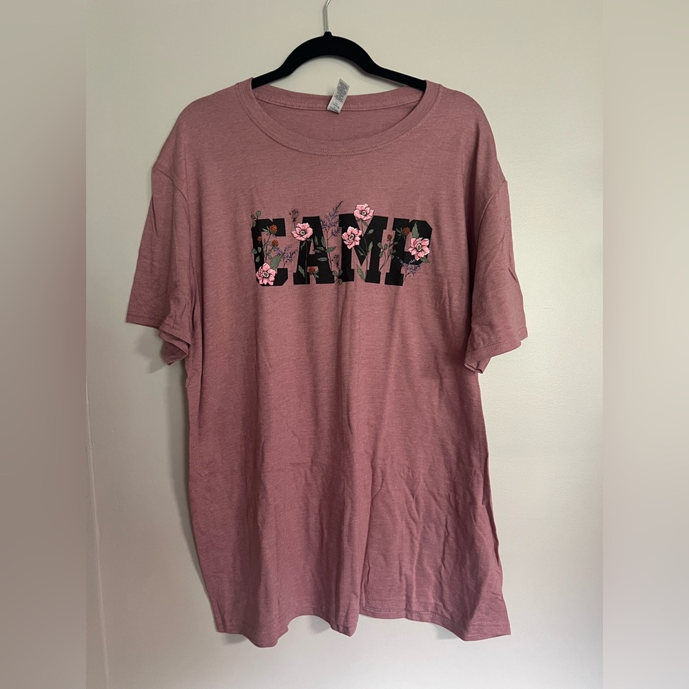 NWOT Camp Graphic T-Shirt with Floral Design